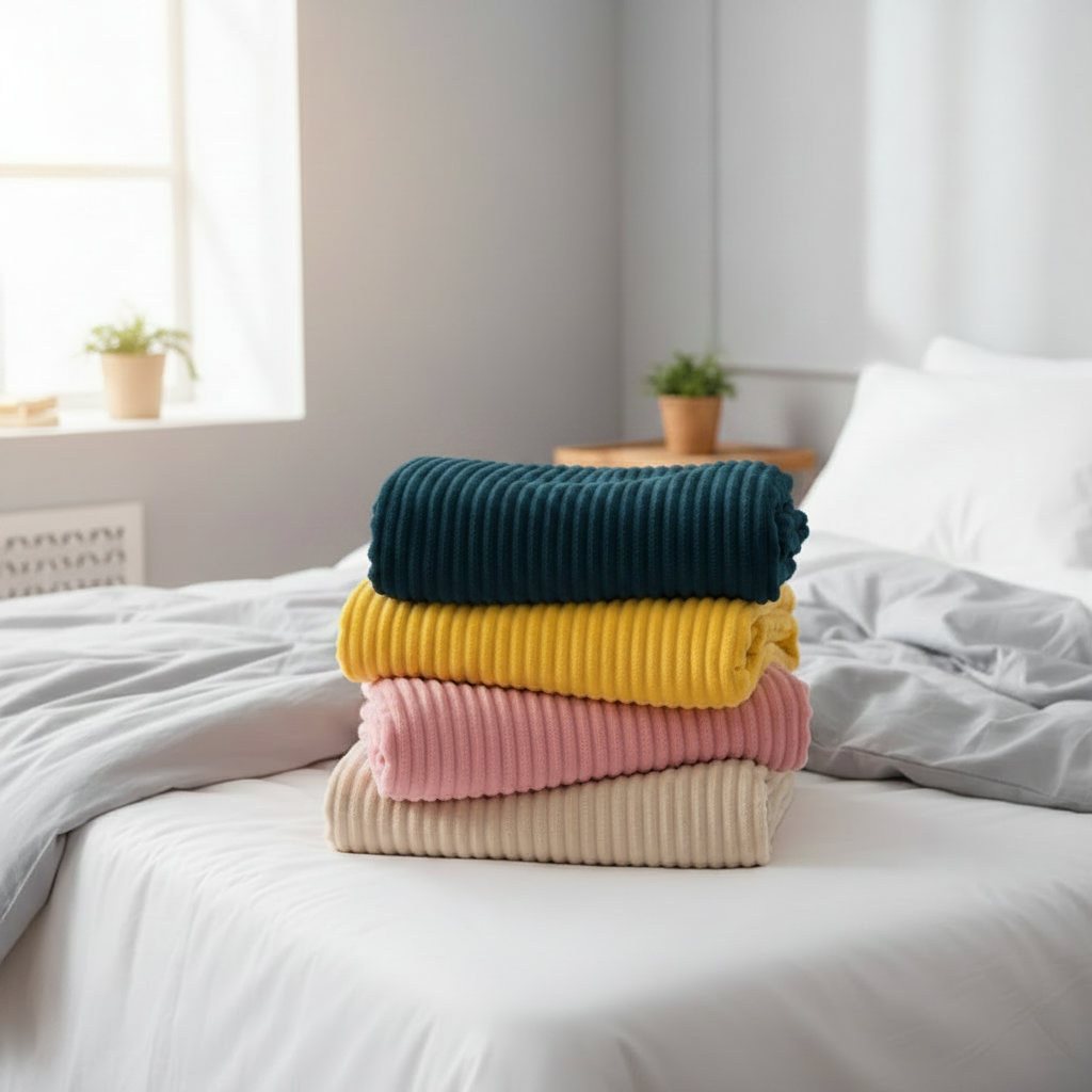 4 plaids — Bleu foncé + fond naturel