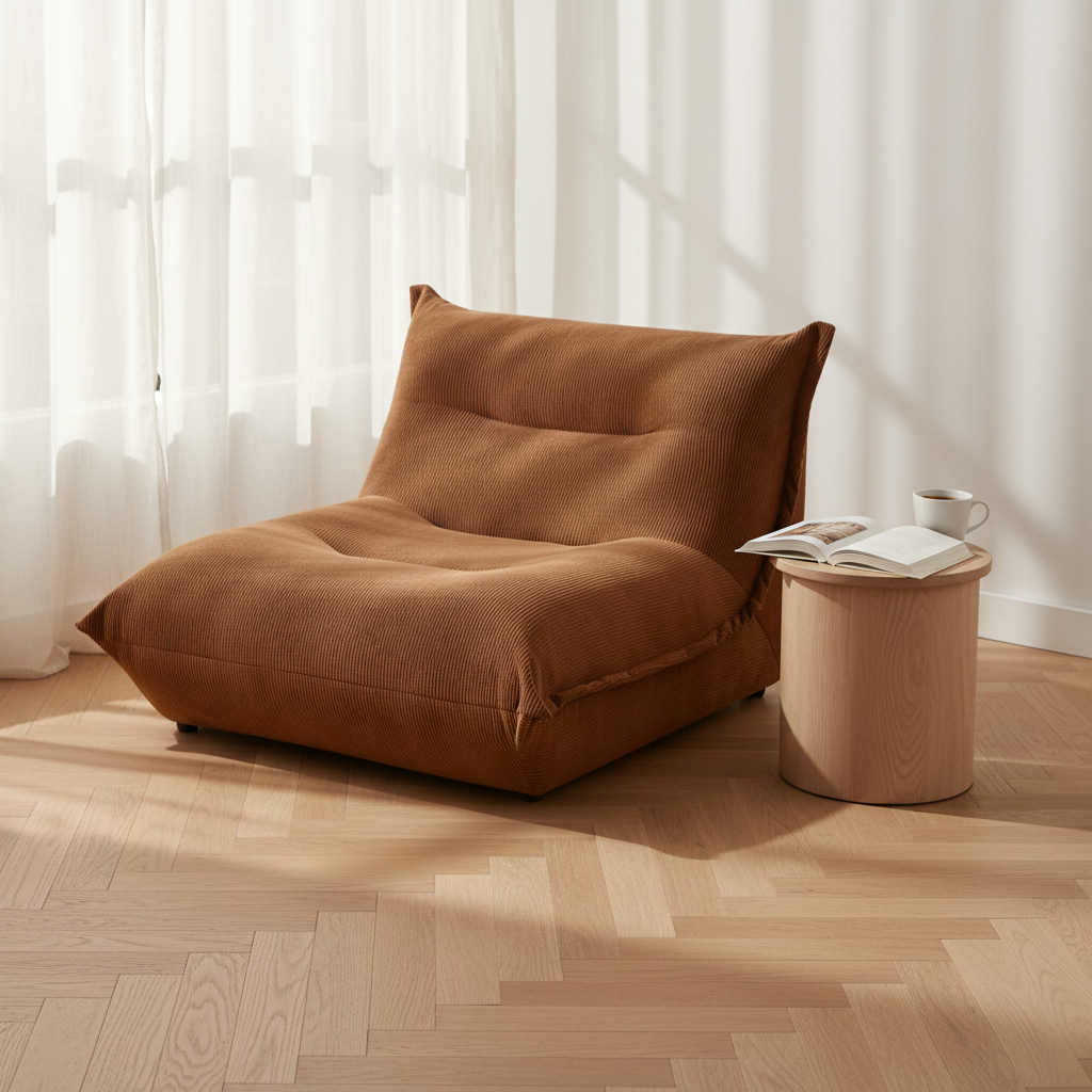 Fauteuil Lounge Velours Côtelé Luvoria