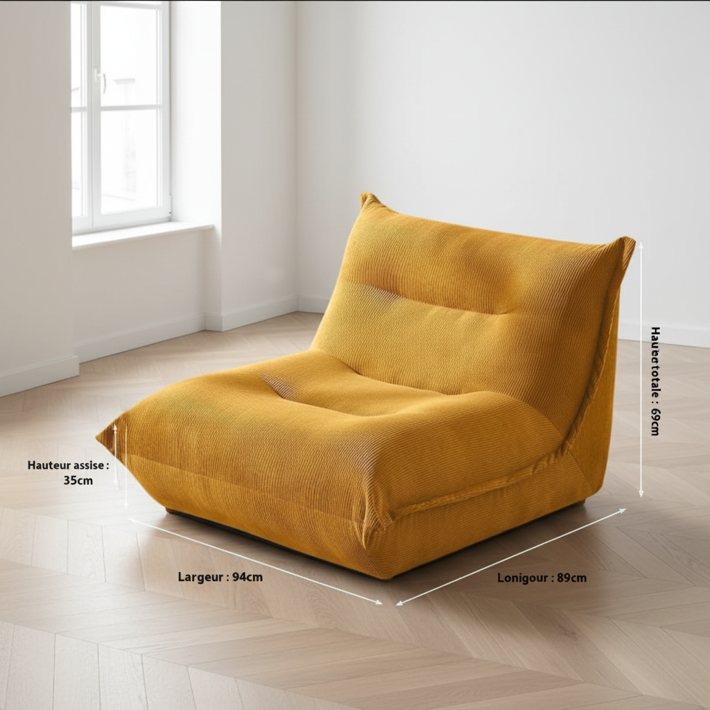 Fauteuil - Jaune Moutarde dimensions corrigées