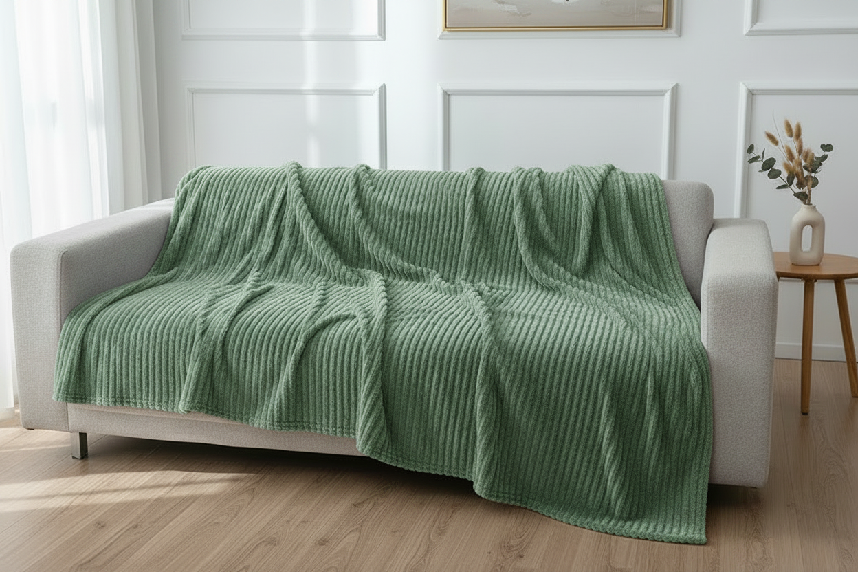 Plaid Nuage Luvoria Vert — canapé salon