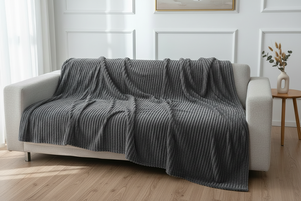 Plaid Nuage Luvoria Gris — canapé salon